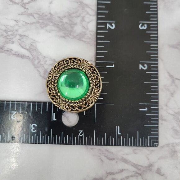 Vintage 80s Colorful Gem Style Gold Toned Button Covers and Bonus Blazer Clip - Picture 6 of 7